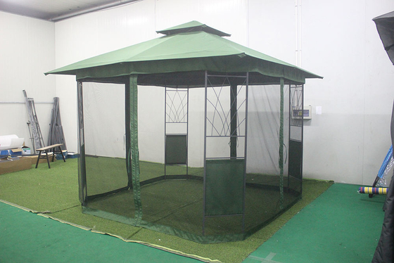Εύκολο PA Coated Steel Gazebo με πλέγμα κουρτίνα πλευρικά τοιχώματα και φορητό μέγεθος πακέτου
