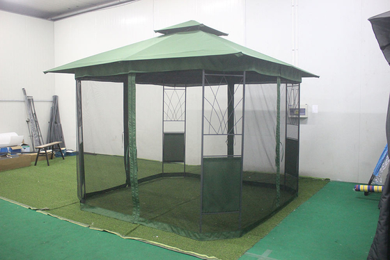 Εύκολο PA Coated Steel Gazebo με πλέγμα κουρτίνα πλευρικά τοιχώματα και φορητό μέγεθος πακέτου