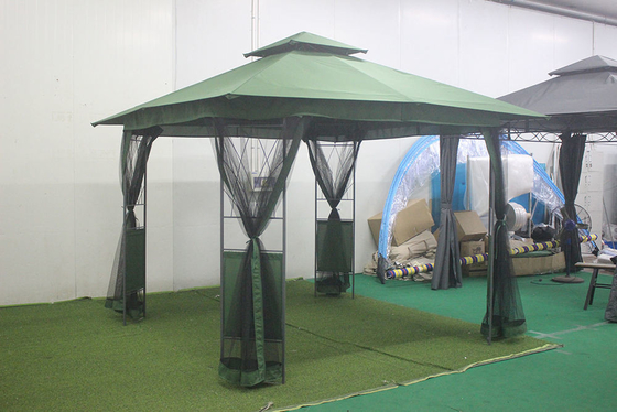 Εύκολο PA Coated Steel Gazebo με πλέγμα κουρτίνα πλευρικά τοιχώματα και φορητό μέγεθος πακέτου