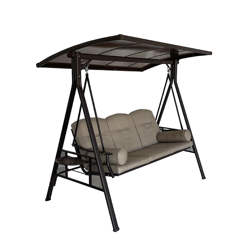 3 άτομα Πολυκαρβονικό φύλλο Swing Chair Metal Garden Swing Chair για εξωτερική άνεση