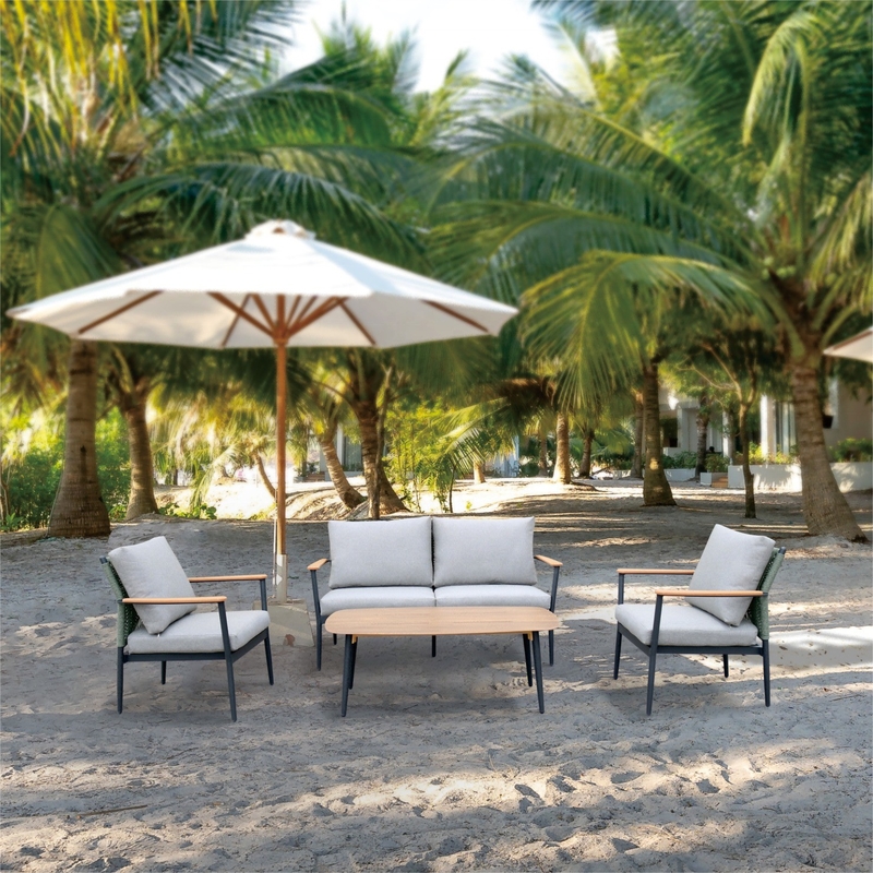 Προσαρμοσμένο χρώμα Αλουμινίου Rattan Sofa Set Luxury Table Bistro Set για έπιπλα Gargen
